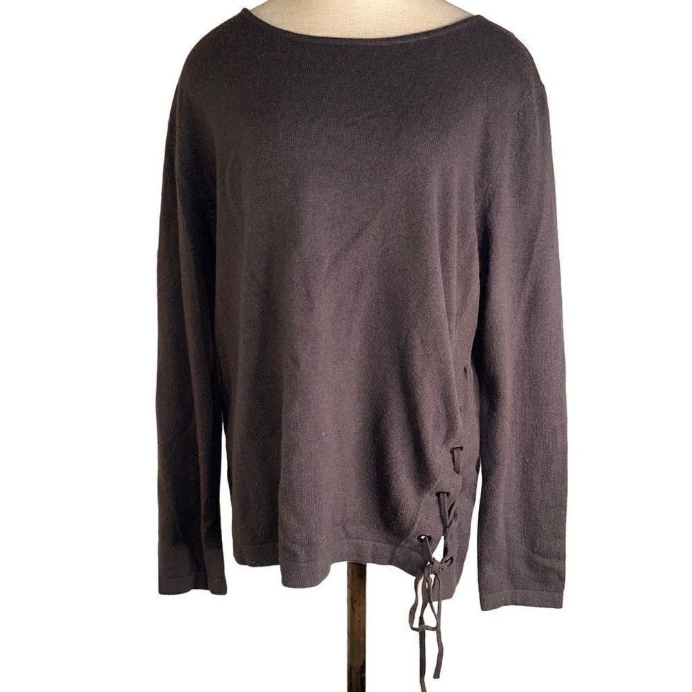 Luisa Cerano Womens Wool Silk Cashmere Gray Longsleeve Modern Luxe Sweater‎